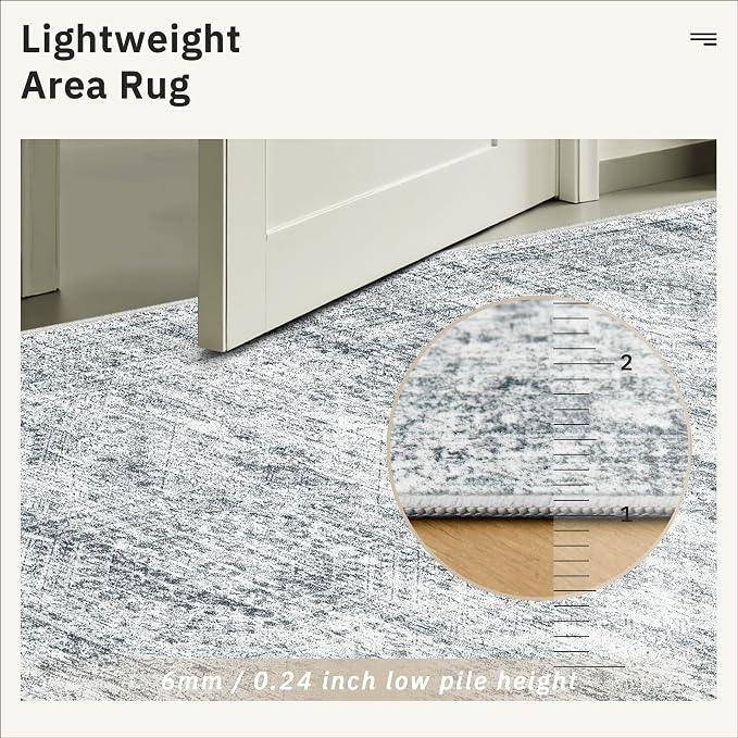 Soalmost 12x15 Washable Area Rugs Soft Living Room Rug Abstract Grey | Large - Image 8