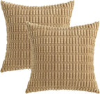 MIULEE Corduroy Decorative Throw Pillow Covers 20x20 Khaki Pack of 2 | Soft - Image 5