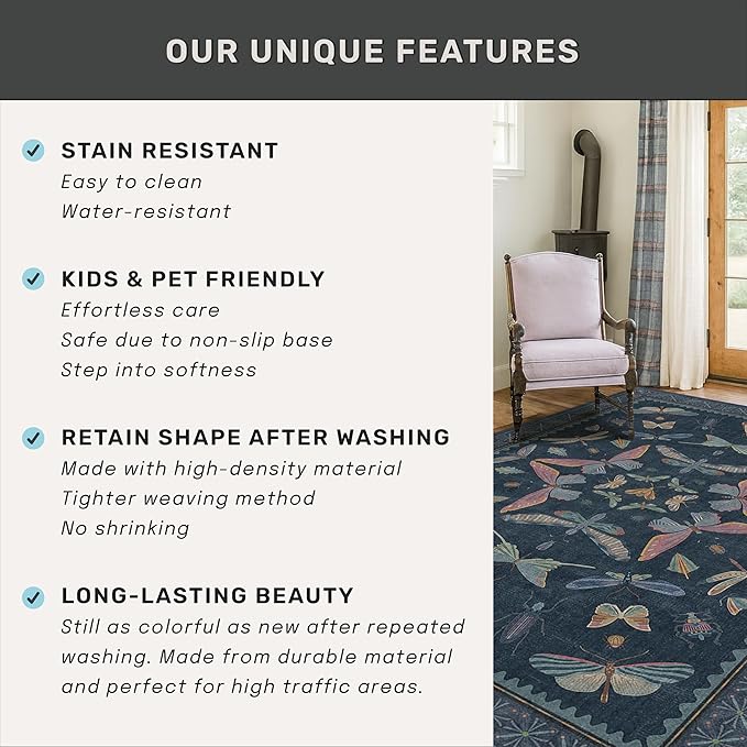 9x12 Washable Farmhouse Area Rug - Image 6