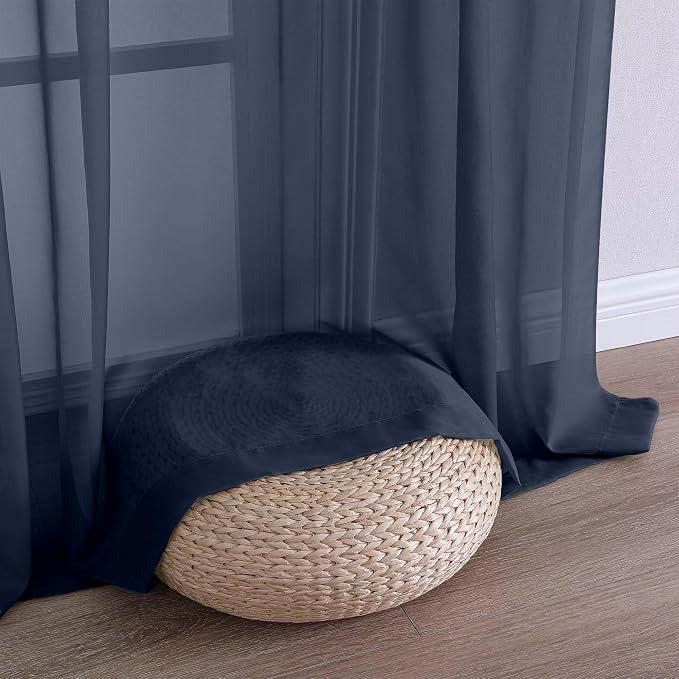 Sheer Navy Blue Curtains 108 Inches Long - Image 8