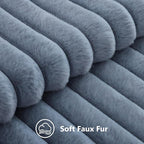 decorUhome Fall Faux Fur Throw Pillow Covers 22x22 Set of 2 Grey Blue | - Image 2