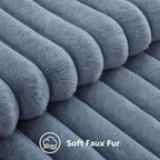 decorUhome Fall Faux Fur Throw Pillow Covers 24x24 Set of 2 Grey Blue | - Image 2