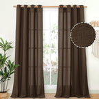 YoungsTex Brown Linen Curtains 95 Inches Long 2 Panels by YoungsTex