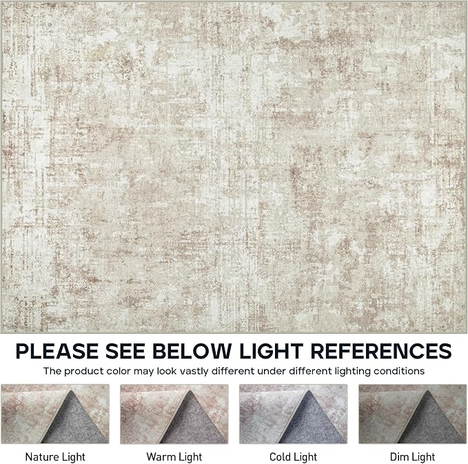 Aelenmu 6x9 Area Rugs for Living Room Bedroom Dining Room Washable Beige | Soft - Image 8