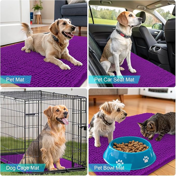 OLANLY Dog Door Mat for Muddy Paws 30x20, Super Absorbent Chenille Mud Mat | - Image 7