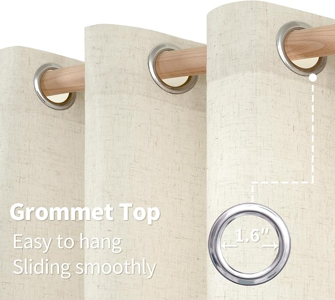 YoungsTex Short Linen Curtains 45 Inch Length, Light Filtering Drapes - Image 6