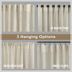 Pitalk Beige Linen Curtains 95 Inches Long 2 Panels - Image 5