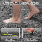 5x7 Fluffy Shag Area Rugs for Living Room Bedroom: Soft Carpet Light Gray | - Image 5
