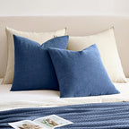 MIULEE Navy Blue Chenille Couch Euro Throw Pillow Covers, 22x22 | Set of 2 - Image 4