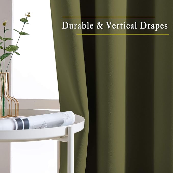 NICETOWN Olive Room Darkening Doorway Curtains 78 inches Long, Grommet Light - Image 5