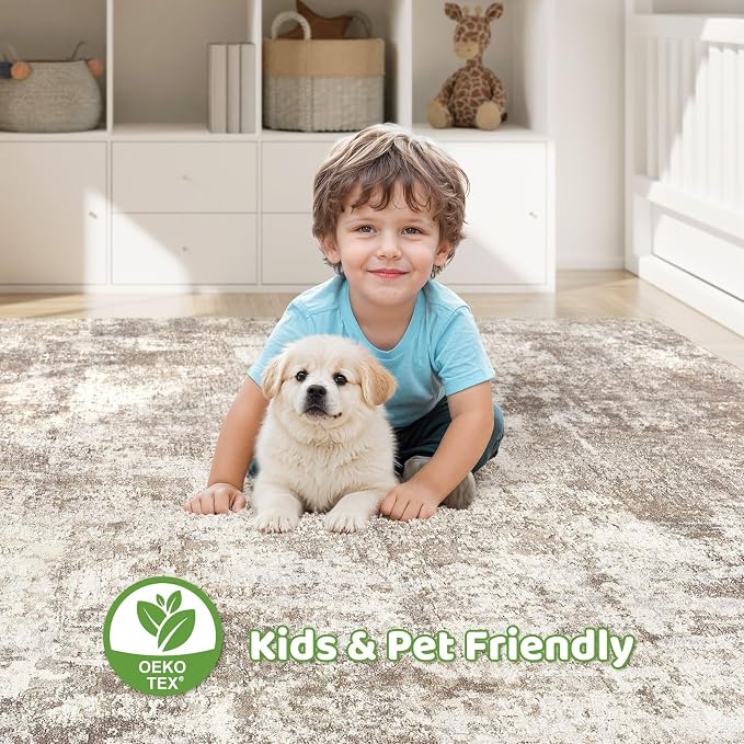 Large Area Rugs 12x15: Washable Abstract Modern Soft Rug Stain Resistant Indoor - Image 7