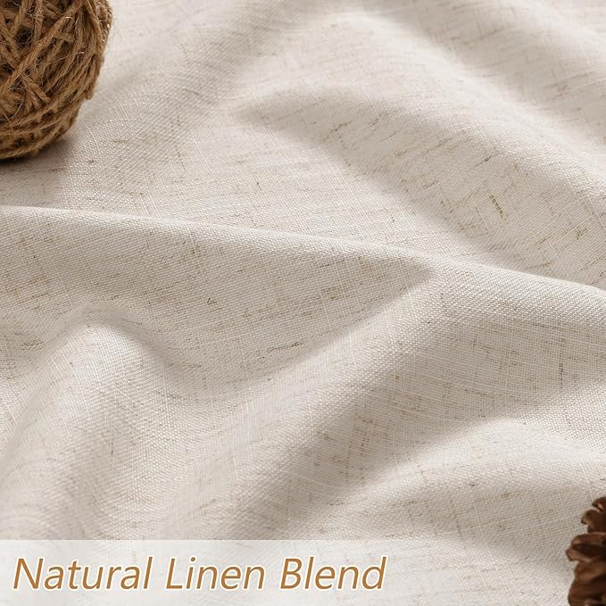 100% Blackout Linen Curtains 110 Inch Long by 52 Inch Wide 2 Panels Set - Image 3