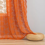 YJ YANJUN Lace Curtains 80 Inches Long, Burnt Orange Sheer Curtain Panels | - Image 5