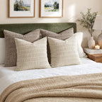 MIULEE Euro Sham Corduroy Decorative Throw Pillow Covers 22x22 Cream White | - Image 3