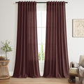 Reddish Brown Linen Curtains 90 Inch Long 2 Panels Set by Nanspring