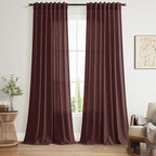 Reddish Brown Linen Blend Light Filtering Back Tab Curtains 108 Inches Long by Nanspring