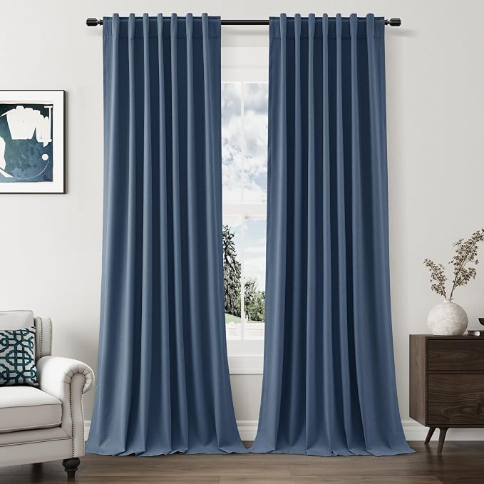 100% Blackout Curtains 96 Inch Length 2 Panels Set by Guken