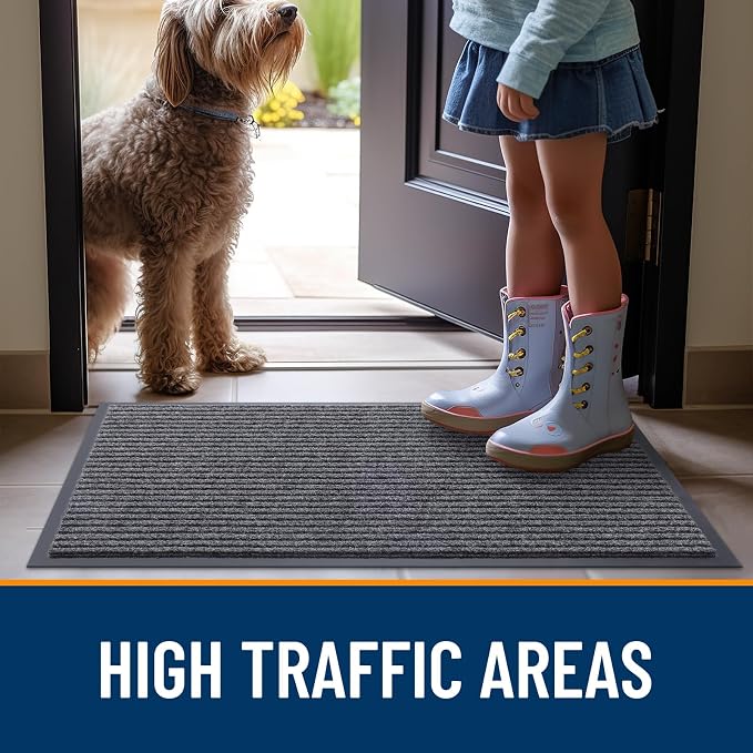 OLANLY 2-Pack Front Door Mats 71x23, Waterproof Heavy-Duty Doormats | Grey - Image 7