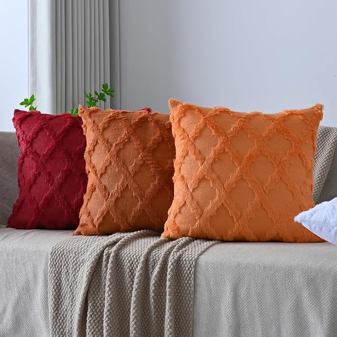Set of 2 Soft Moroccan Throw Pillow Covers 24x24 Inch Plush Boho Decorative - Image 5
