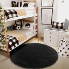 Amdrebio Black Plush Small Round Rug 3Ft - Image 7