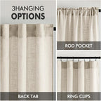 MIULEE Cream Linen Curtains 52x96 Inches Long - Image 3
