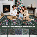 PLHXFR Round Area Rug Living Room: 8 ft Floral Washable Carpet Dark Green | - Image 9