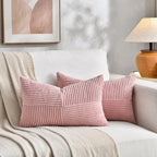 Fancy Homi 2 Packs Blush Pink Long Lumbar Decorative Throw Pillow Covers 12x24 - Image 5
