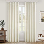 Cream Beige Linen Sheer Curtains 90 Inches Long by PleatedDrapes