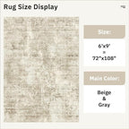 Soalmost Abstract Area Rug 6x9 for Living Room Washable Rugs Beige/Gray | - Image 4