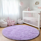 Light Purple Round Rugs 6ft for Living Room Bedroom, Fluffy Circle Area Rug for - Image 7