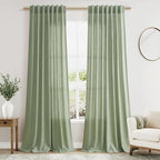 Light Sage Linen Curtains 100 Inches Long by Nanspring
