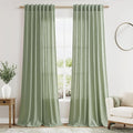 Light Sage Linen Curtains 96 Inches Long 2 Panels Set by Nanspring
