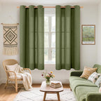 YoungsTex Olive Linen Curtains 54 Inch Length 2 Panels - Image 2