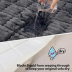 Fixwal Waterproof Flannel Dog Couch Cover, 27.6" x 59", Dark Grey | Integrated - Image 4
