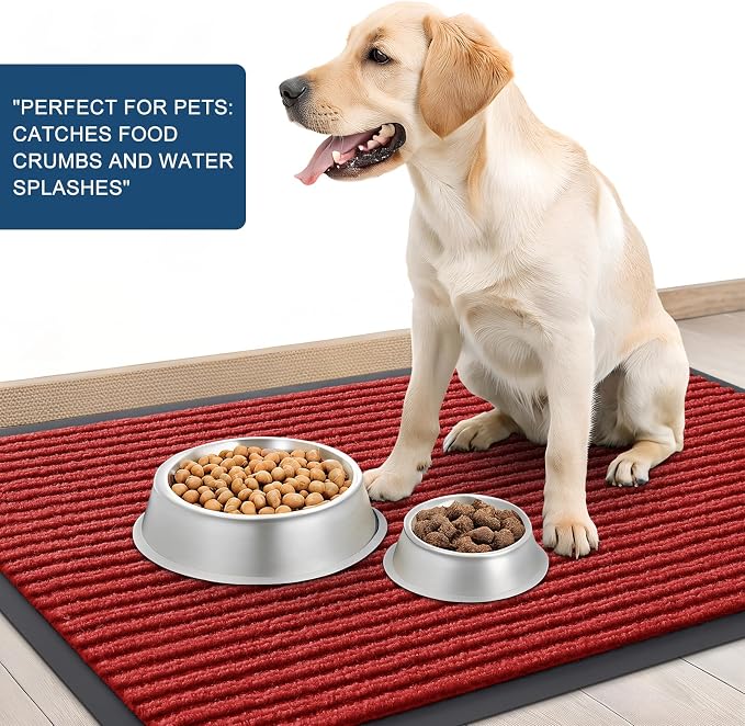 OLANLY 2-Pack Front Door Mats 59x34, Waterproof Heavy-Duty Doormats | Red - Image 6