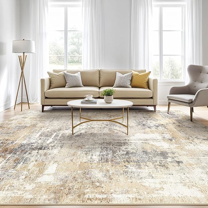 LOONGRUG 5x8 Area Rug Washable Neutral Modern Abstract Living Room Rugs | Soft - Image 5