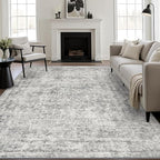 8x10 Area Rug Living Room: Modern Washable Soft Carpet Black Grey | by FXRHLP