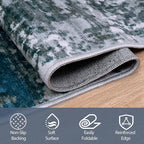 6x9 Area Rugs for Living Room Washable Bedroom Dining Room Navy Grey | Modern - Image 4