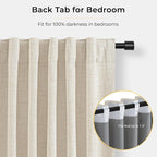 INOVADAY Linen Textured 100% Blackout Sliding Door Curtains 102x84 Cream | 1 - Image 6