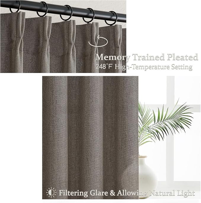 Pinch Pleated Chocolate Tart Semi Sheer Curtains 84 Inches Long - Image 3