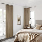 Light Brown Pinch Pleated Full Blackout Curtains Linen Blend 80 Inches Long | - Image 8