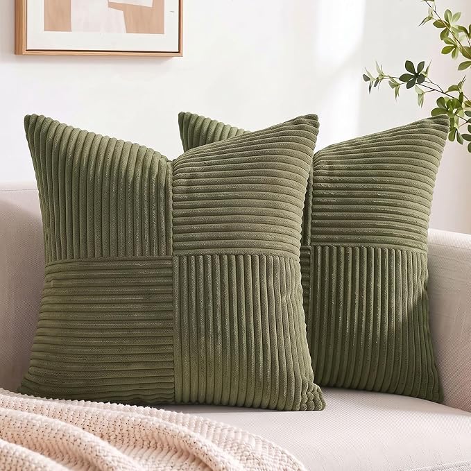 Fancy Homi 2 Packs Olive Green Big Decorative Throw Pillow Covers 24x24 Inch by Fancy+Homi