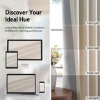 100% Blackout Linen Textured Curtains 72 Inch Long, Butter Cream | 100% - Image 7