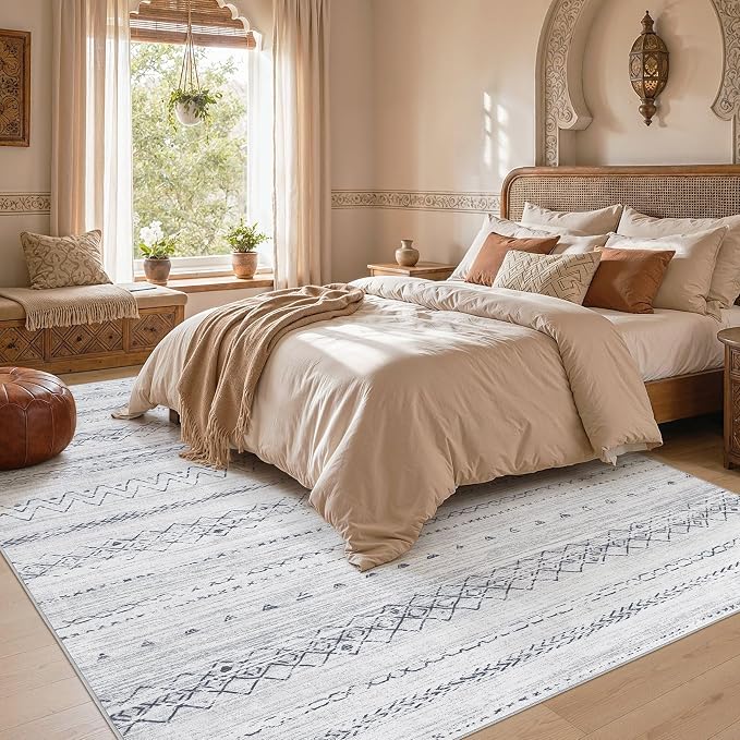 cotiled Boho 5x8 Area Rugs for Living Room: Soft Moroccan Washable Rug | Solve - Image 6