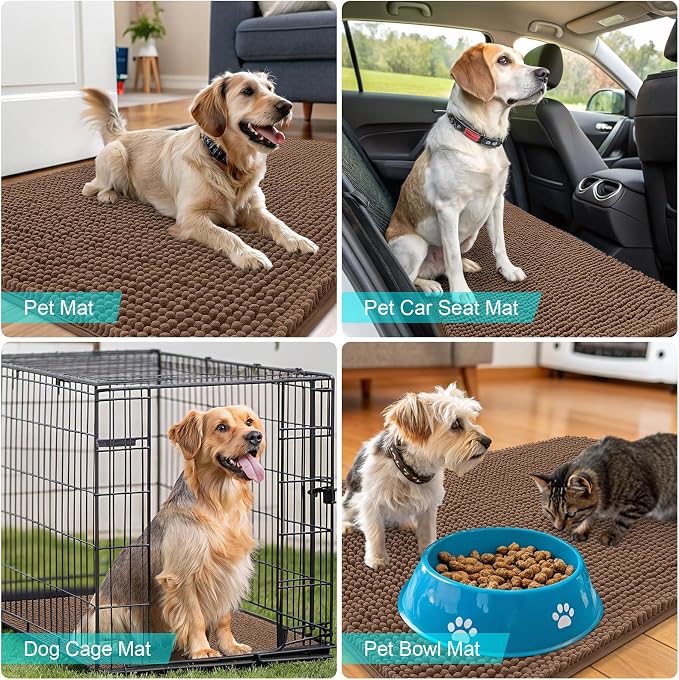 OLANLY Dog Door Mat for Muddy Paws 40x24, Super Absorbent Chenille Mud Mat | - Image 7