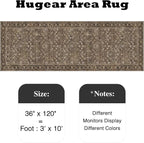 3x10 Brown Vintage Floral Washable Runner Rug - Image 2