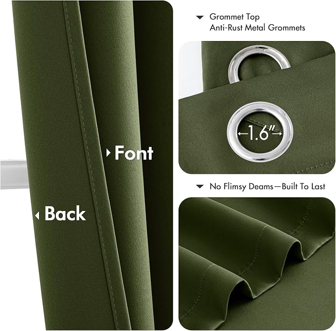 MIULEE Blackout Curtains for Bedroom 2 Panels 40 x 90 Inch Long Olive Green | - Image 4