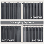 Dark Grey Curtains 84 Inch Length 2 Panels Set - Image 5