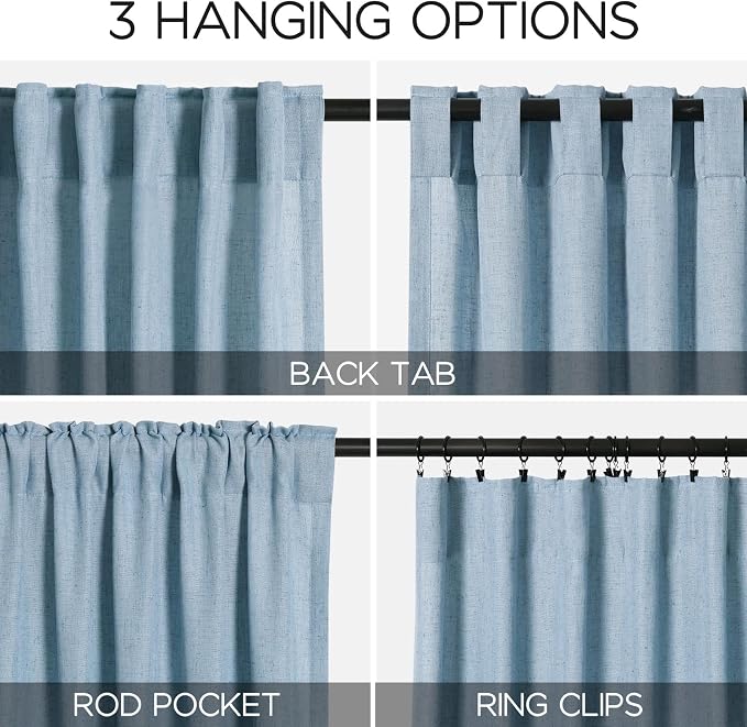 Blue Linen Curtains 96 inches Long - Image 3