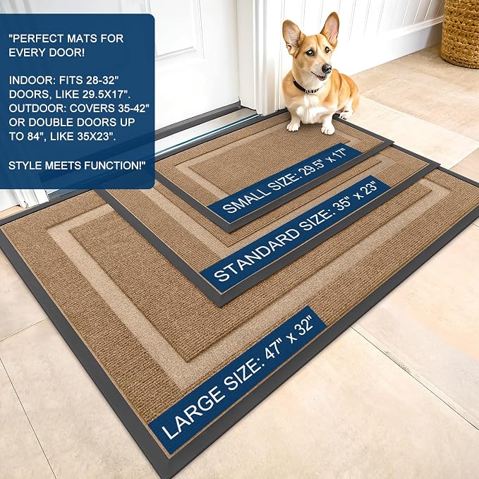 OLANLY Front Door Mat Outside 59x34, All-Season Heavy-Duty Rubber Doormat | - Image 2